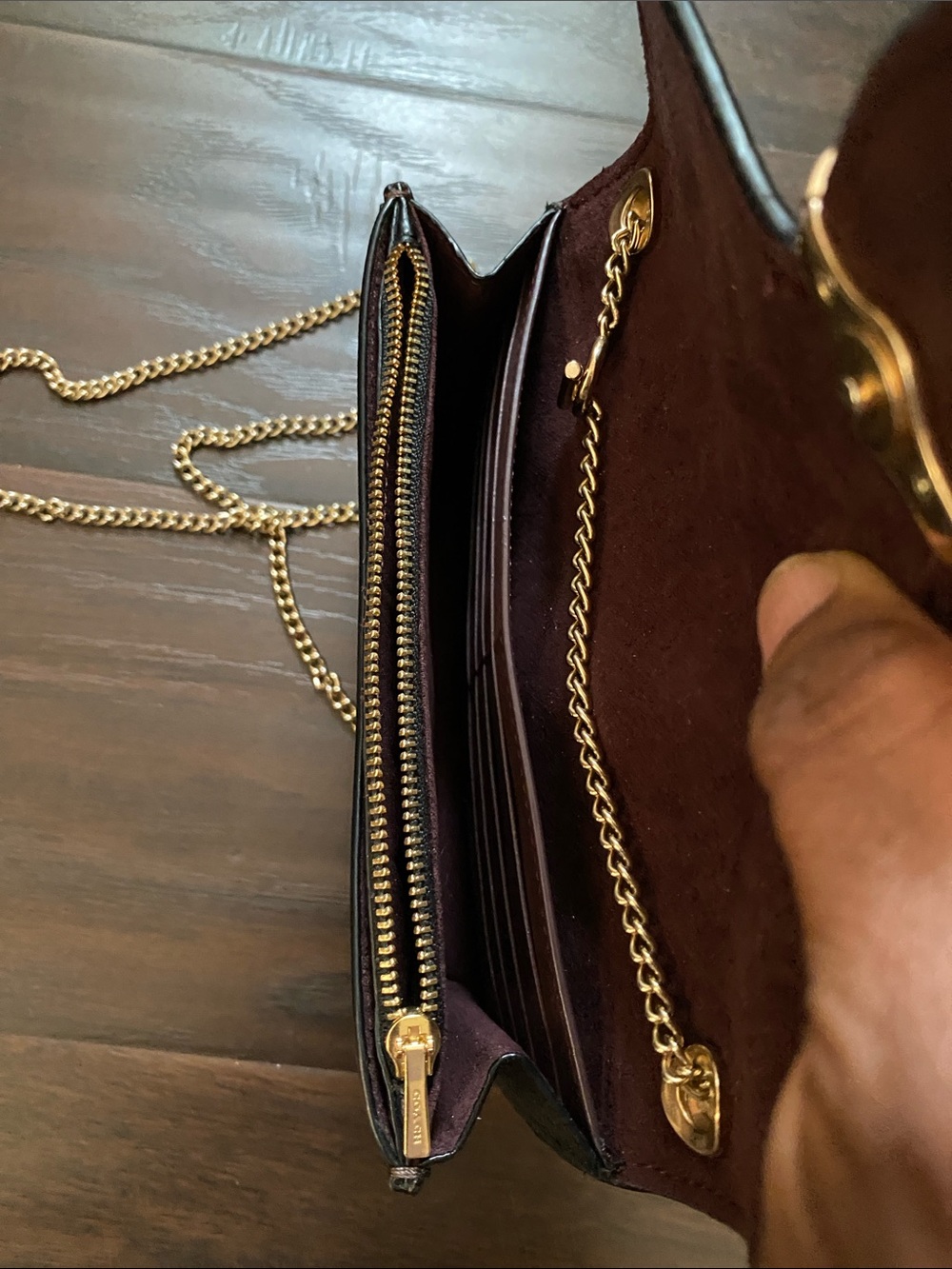 Coach Georgie Crossbody Gold Chain Monogrammed Brown Black 7287 - Picture 6 of 16